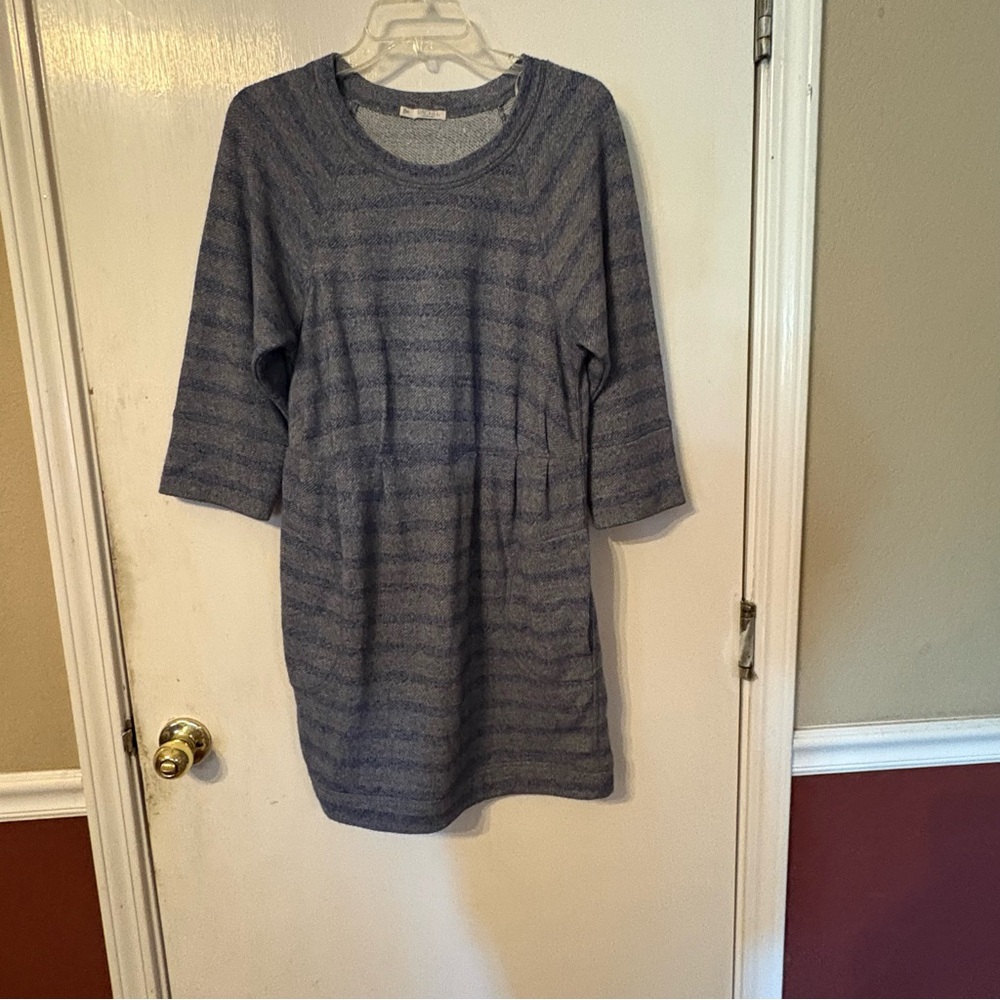 RACHEL Rachel Roy Textured Gray and purple Knit 3/4 Sleeve dress Size Medium
